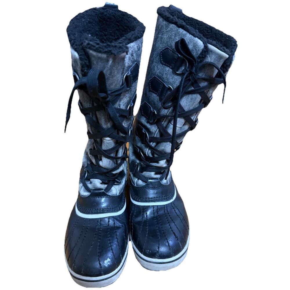 SOREL Women’s Winter Waterproof Gray Leather Faux Fur Boots LL3200-010 Size 8